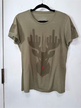 Grunt Style Unisex Olive Green Crewneck Tee with White Print